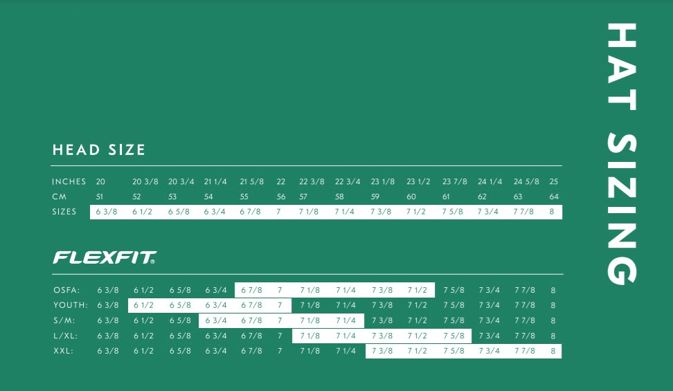 Yupoong flexfit hot sale size chart